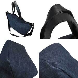 Prada Leather Bag Shoulder Handbag Blue Canvas Black Denim Crossbody